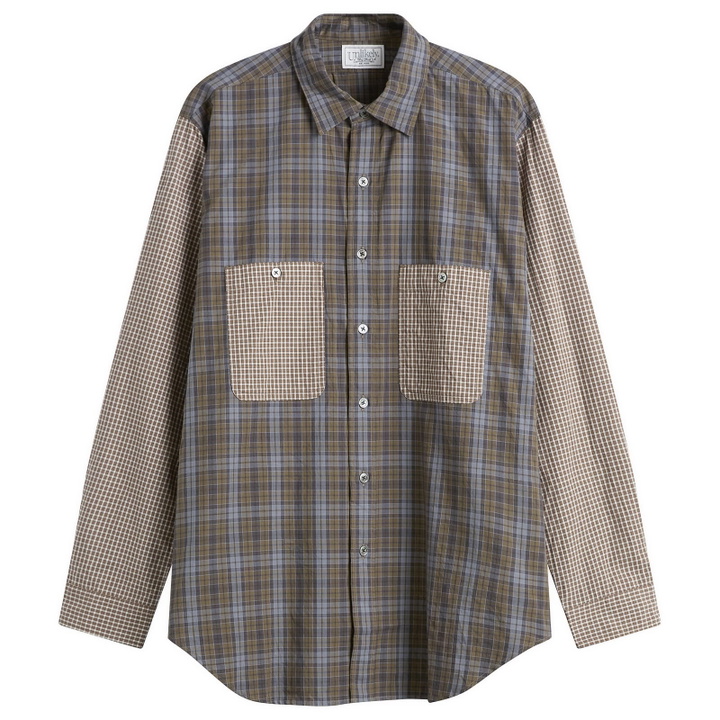 Photo: Unlikely Dry Goods Men's 2-Tone Work Shirt in Olive/Lt.Brown