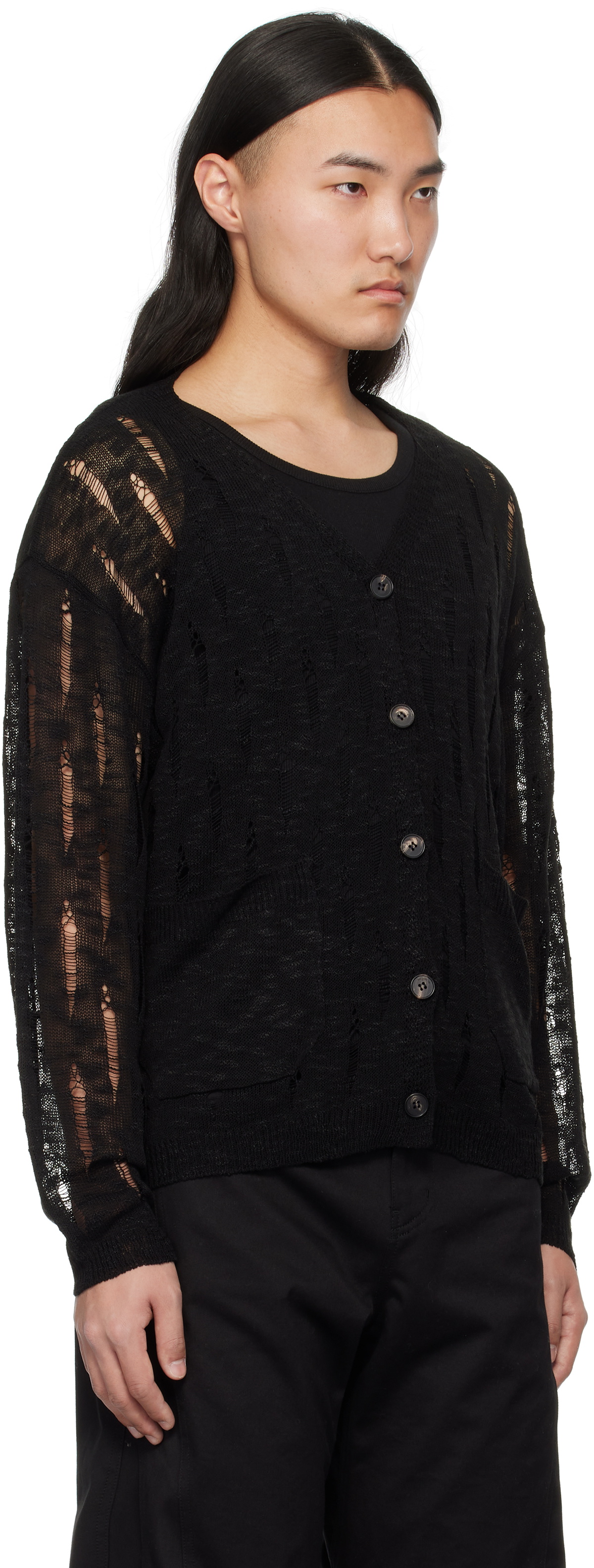 lesugiatelier Black Distressed Cardigan