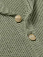 Brunello Cucinelli - Shawl-Collar Ribbed Cotton Cardigan - Green