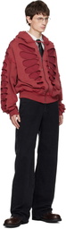AVAVAV Red Shoulderless Cutout Hoodie