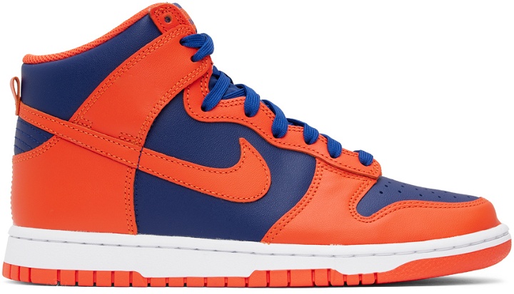 Photo: Nike Orange & Blue Dunk High Retro Sneakers