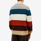 Maison Kitsuné Men's Tonal Fox Head Patch Block Stripe Crew Knit in Multicolour Stripes