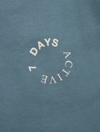 7 DAYS ACTIVE - Monday Logo-Print Organic Cotton-Jersey Sweatpants - Blue