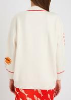 Never Fully Dressed Poema Martha Embroidered Knit Cardigan Cream