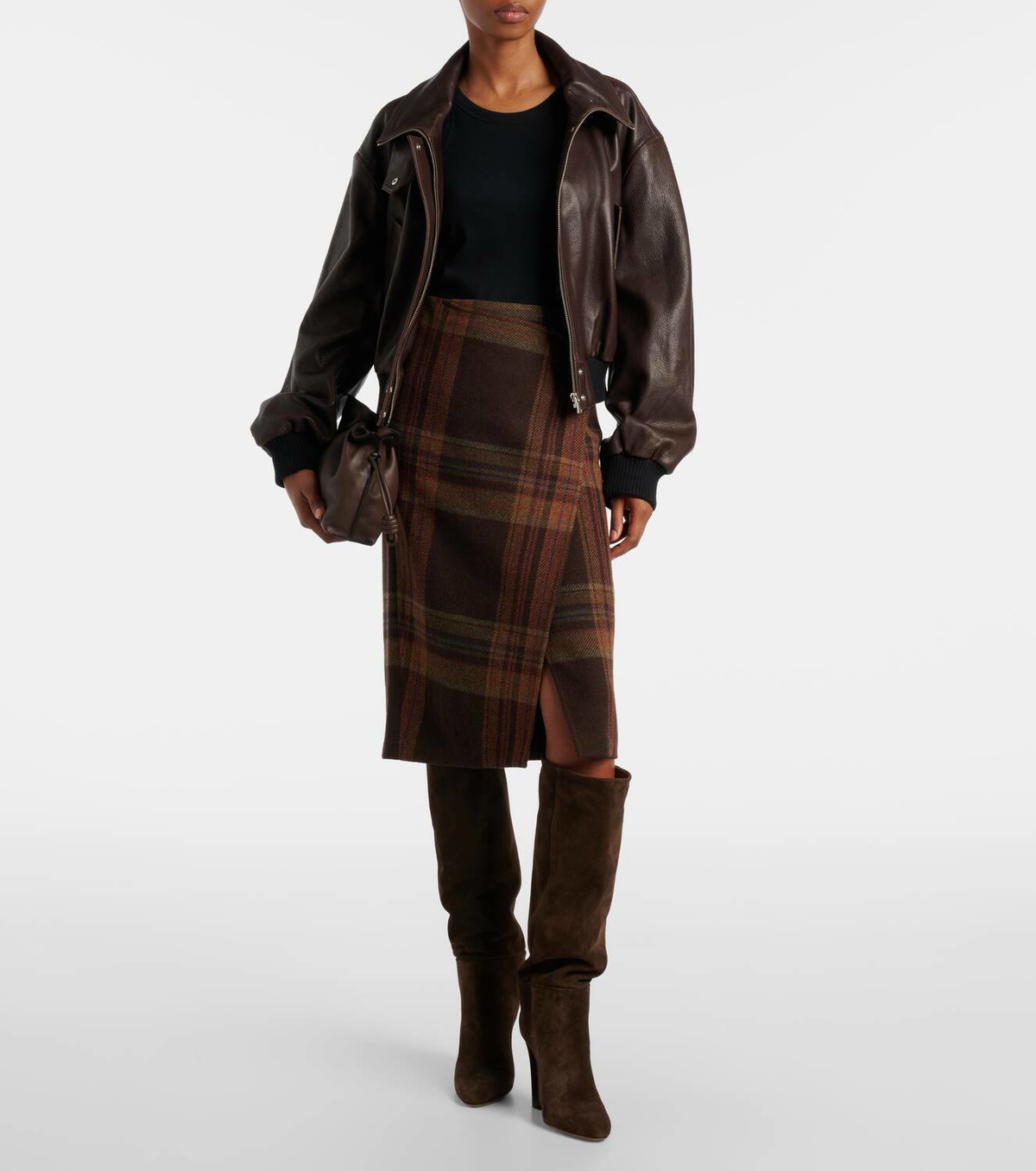 Polo Ralph Lauren Plaid wool-blend midi skirt