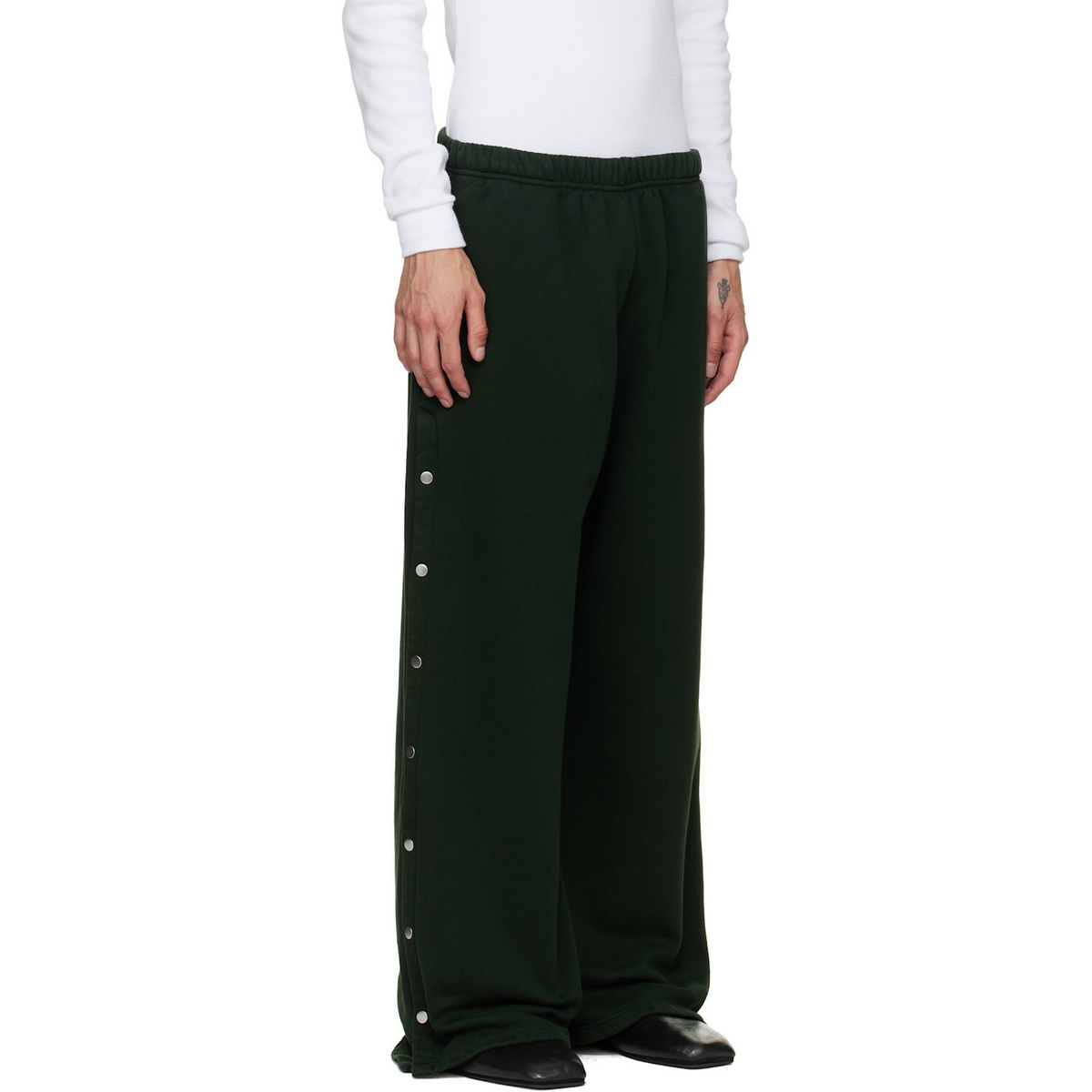 Les Tien Green Heavyweight Party Snap Sweatpants