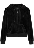 Juicy Couture Classic Robertson Hooded Velour Sweatshirt Black