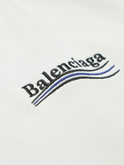 BALENCIAGA - Logo-Embroidered Cotton-Jersey Hoodie - White