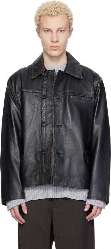 Photo: HOPE Black Boxy Leather Jacket