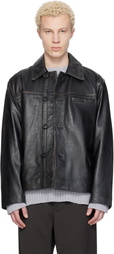 HOPE Black Boxy Leather Jacket