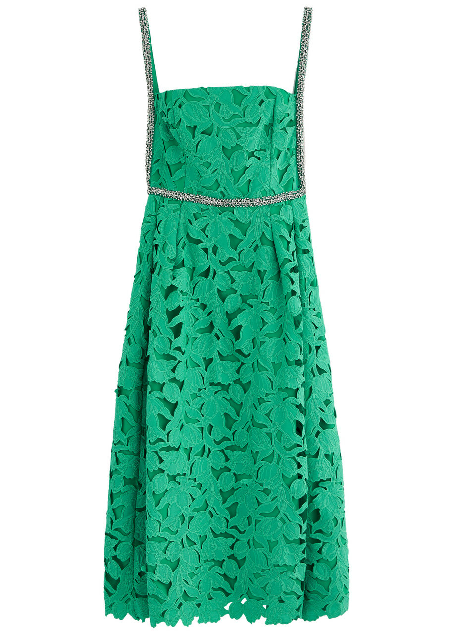 Rebecca Vallance Eden Floral Cut-out Midi Dress Green