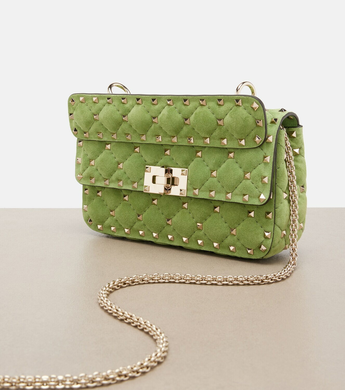 Valentino Garavani Rockstud Spike Small suede top-handle bag