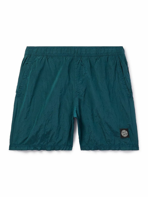 Photo: Stone Island - Logo-Appliquéd Straight-Leg Mid-Length Swim Shorts - Green