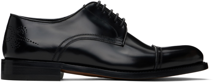 Photo: Ferragamo Black Toe Cap Derbys