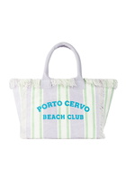MC2 Saint Barth Porto Cervo Beach Club Striped Cotton Canvas Vanity Tote Bag