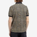 Fred Perry Men's Leopard Print Polo Shirt in Warm Grey