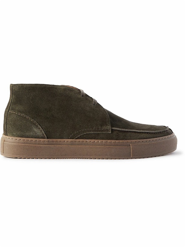 Photo: Mr P. - Larry Split-Toe Regenerated Suede by evolo® Chukka Boots - Green