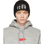 Dsquared2 Black Wool Icon Beanie