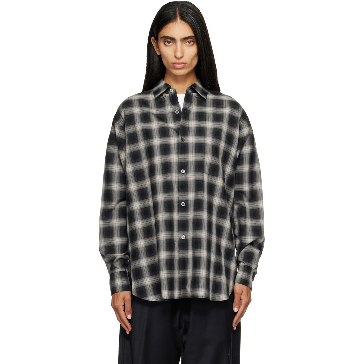 ssstein Black Cotton Oversized LS Shirt