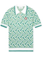 Casablanca - Slim-Fit Logo-Appliquéd Jacquard-Knit Polo Shirt - Green