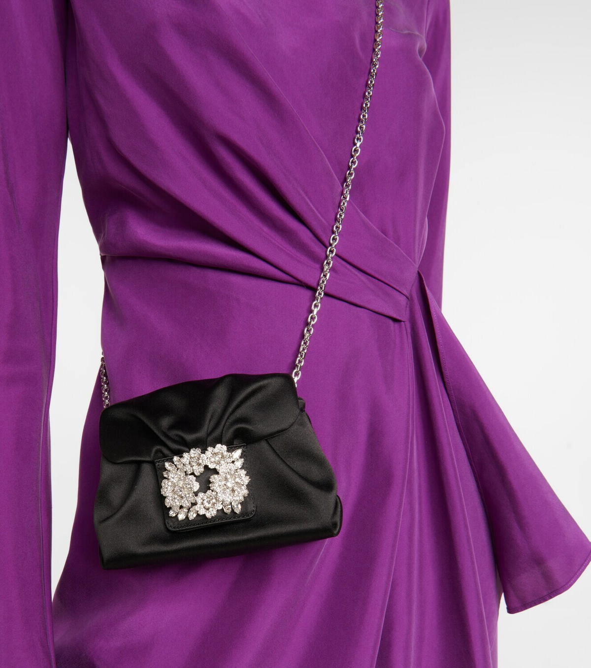 Roger Vivier Bouquet embellished satin shoulder bag Roger Vivier