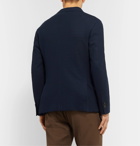 Incotex - Navy Slim-Fit Unstructured Double-Breasted Cotton-Piqué Blazer - Blue
