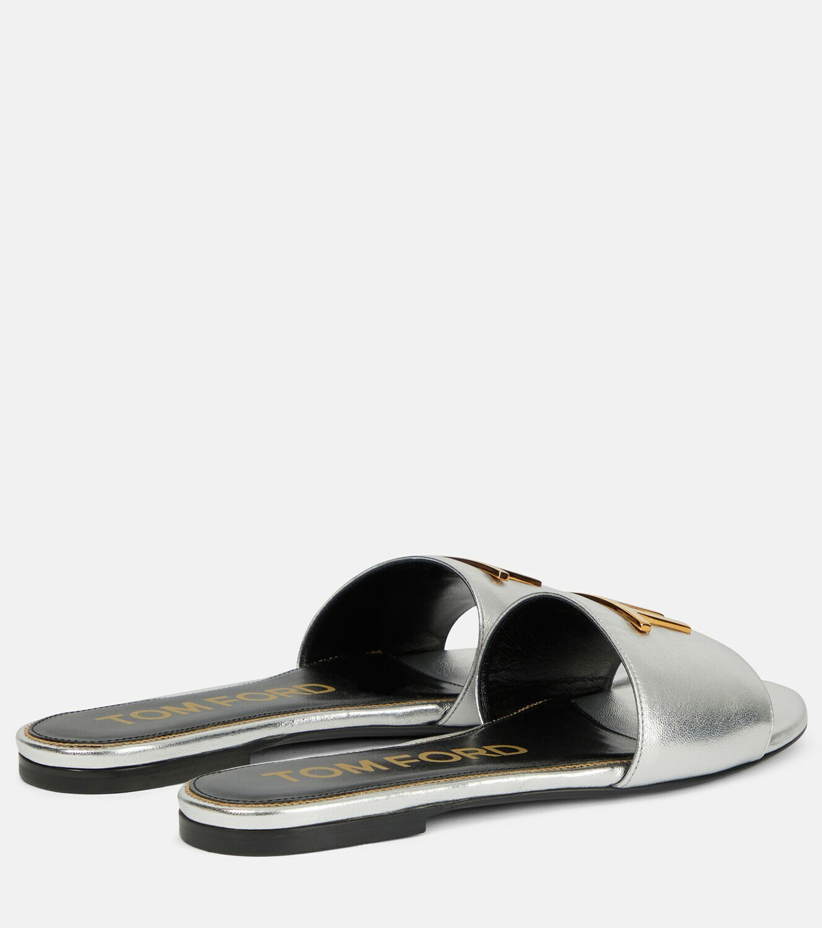 【TOM FORD】南京錠チャーム☆メタリックレザーサンダル Tom Ford TF metallic leather sandals TOM FORD