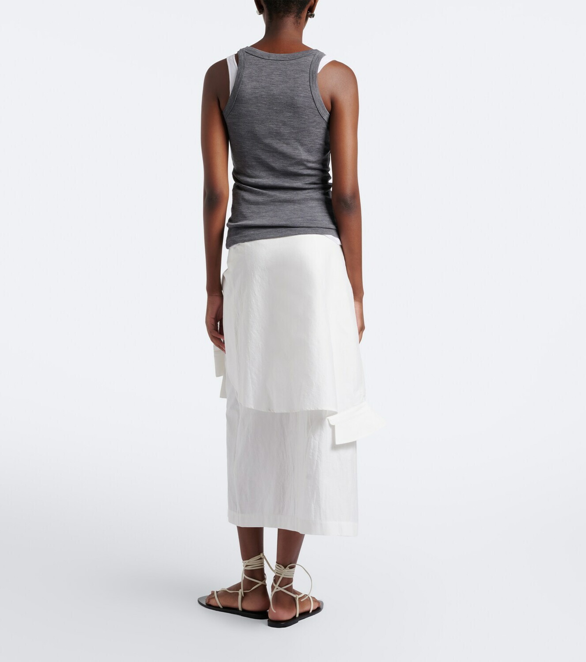 Róhe Asymmetric cotton-blend midi skirt