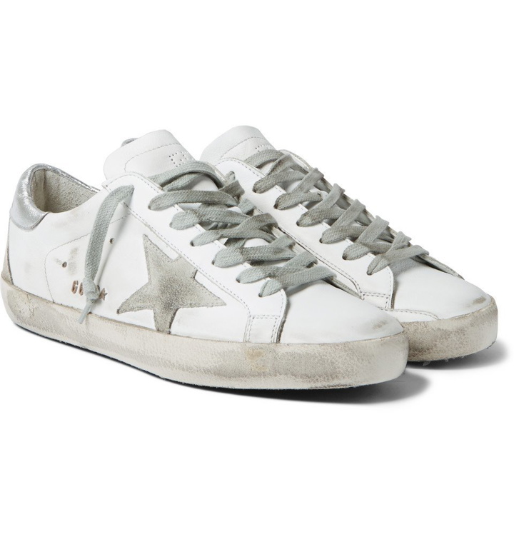 Photo: Golden Goose Deluxe Brand - Superstar Distressed Leather and Suede Sneakers - Men - Off-white