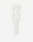 Pinko Long Cardigan Dress In Light Knit With Tears Snow White