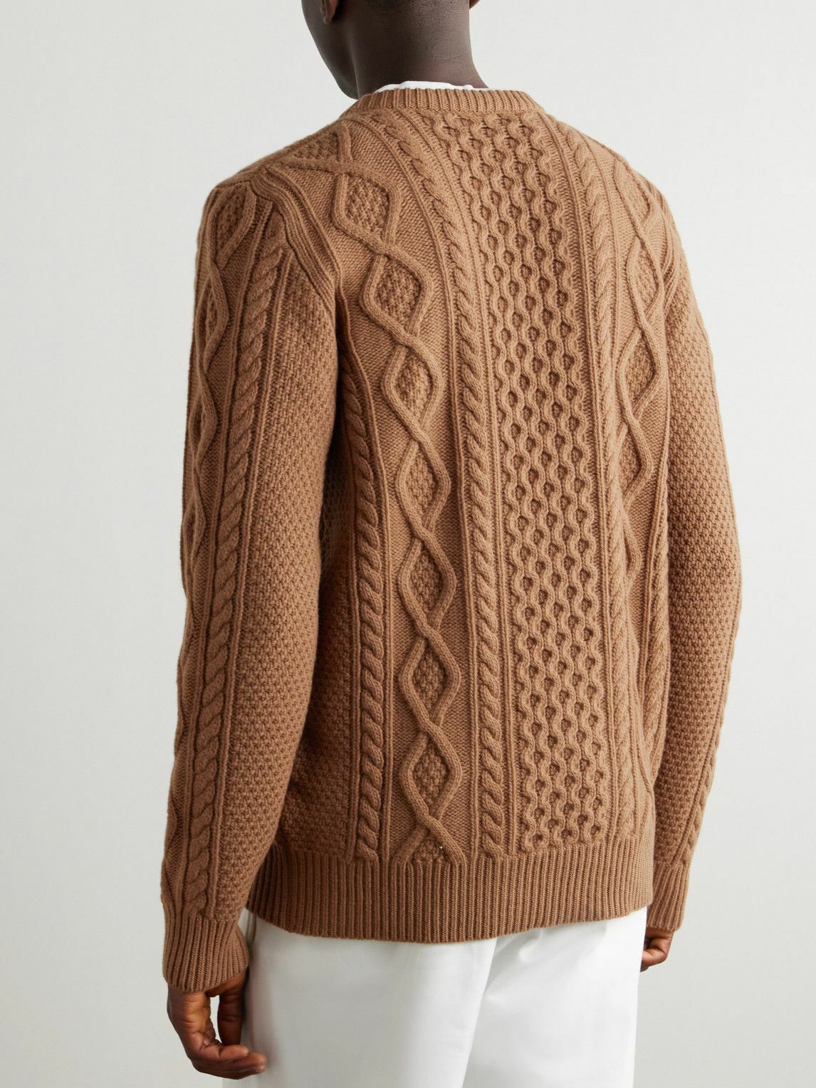 Ghiaia Cashmere - Pescatore Cable-Knit Virgin Wool Sweater - Brown