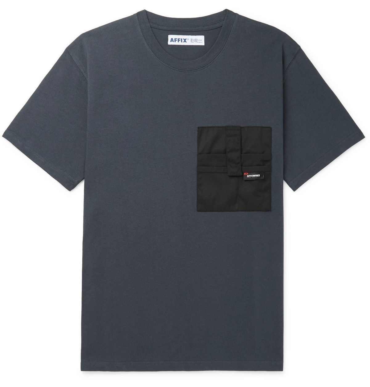 AFFIX - Canvas-Panelled Cotton-Jersey T-Shirt - Gray Affix