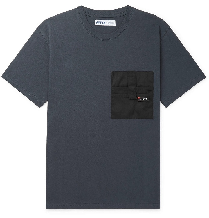 Photo: AFFIX - Canvas-Panelled Cotton-Jersey T-Shirt - Gray