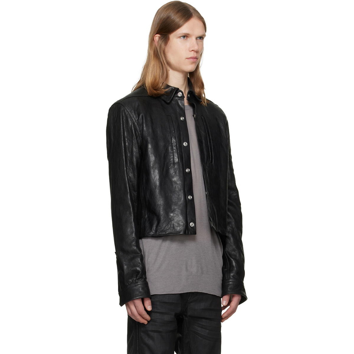 Rick Owens Black Tower Alice Leather Jacket