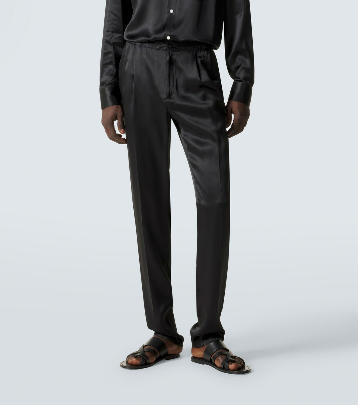 Rubinacci Reversible silk straight pants