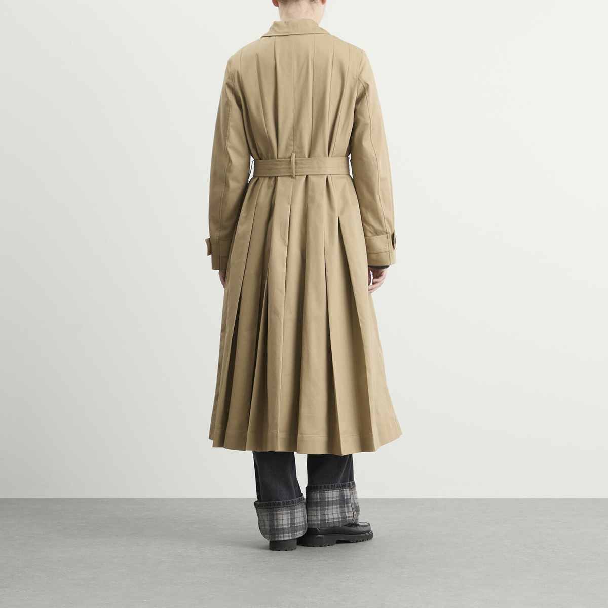 Damson Madder Women's Sofia Pleated Trench Coat in Stone