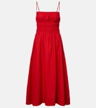 Staud Ayla shirred linen midi dress