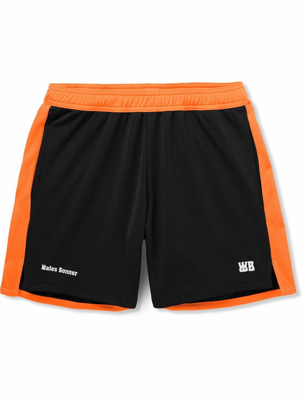 Photo: Wales Bonner - Straight-Leg Logo-Appliquéd Two-Tone Tech-Jersey Shorts - Black