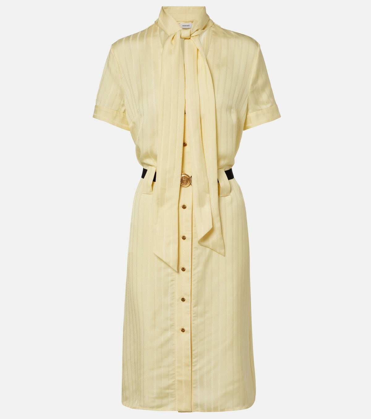 Versace Greca jacquard satin shirt dress