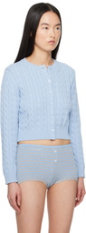 Frankies Bikinis Blue Dudley Cable Knit Cardigan