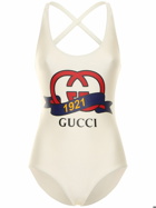 GUCCI Shimmery Stretch Jersey Swimsuit with logo