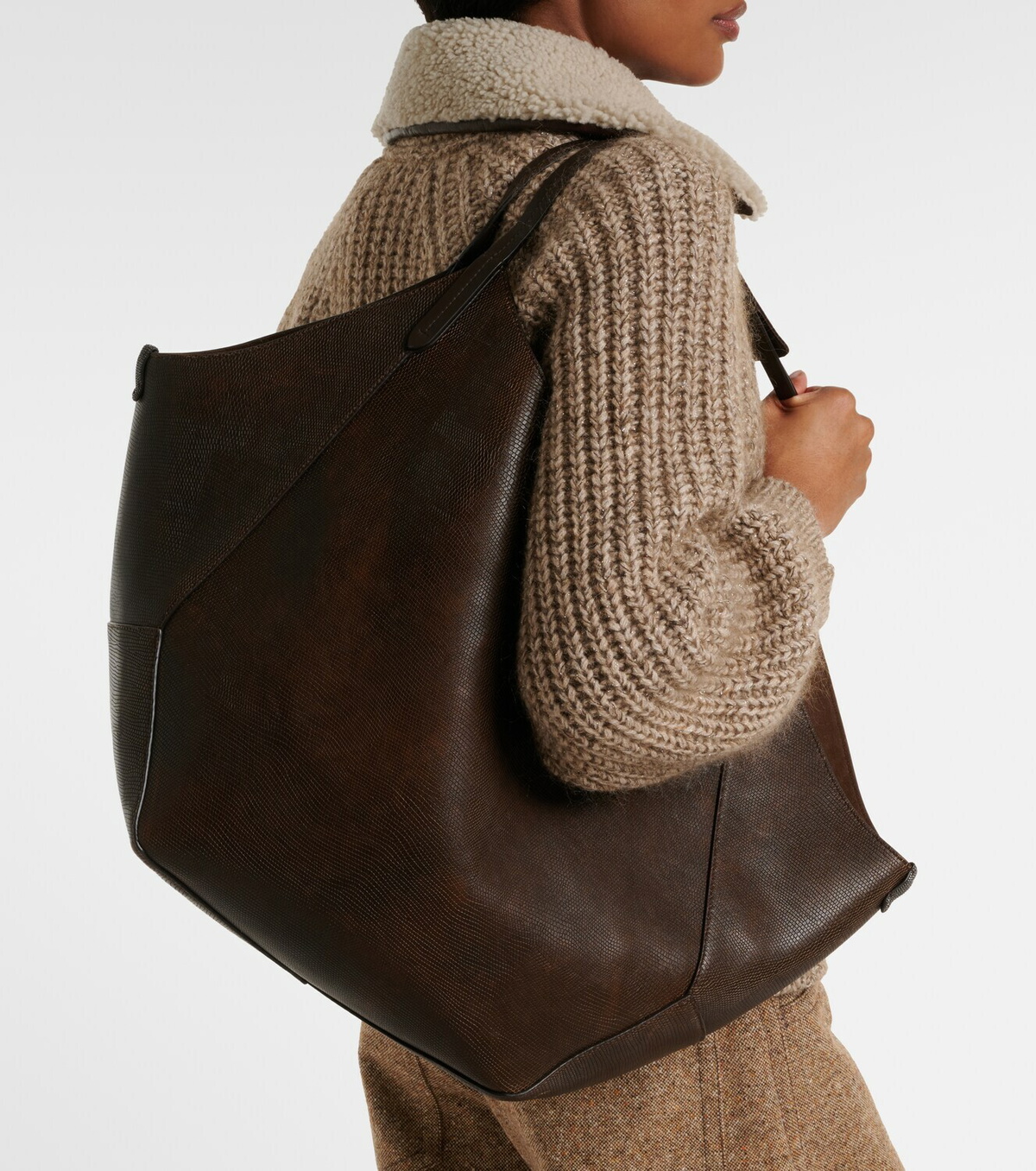 Brunello Cucinelli Monili Medium reversible leather tote bag