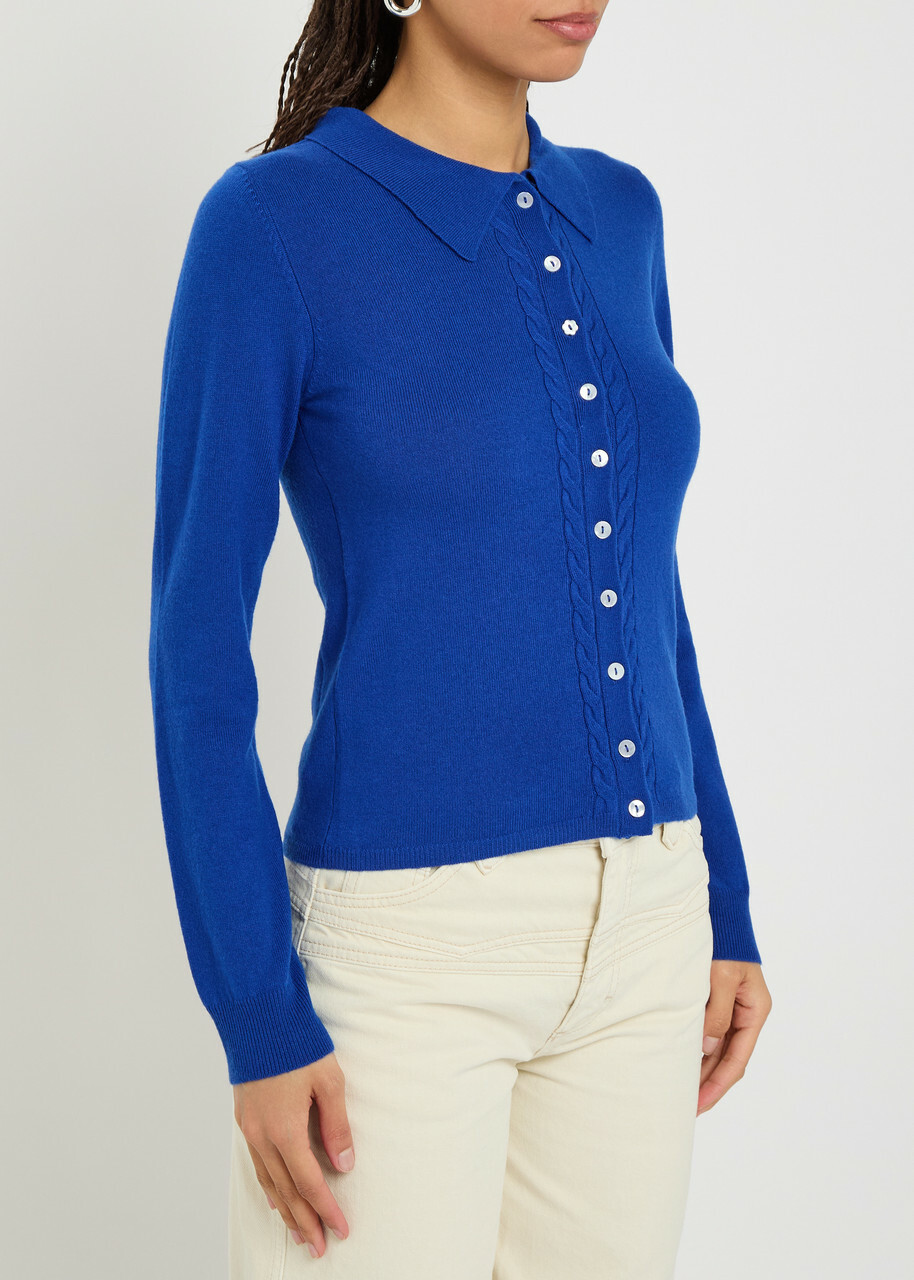 Damson Madder Voula Wool and Cashmere-blend Cardigan Blue