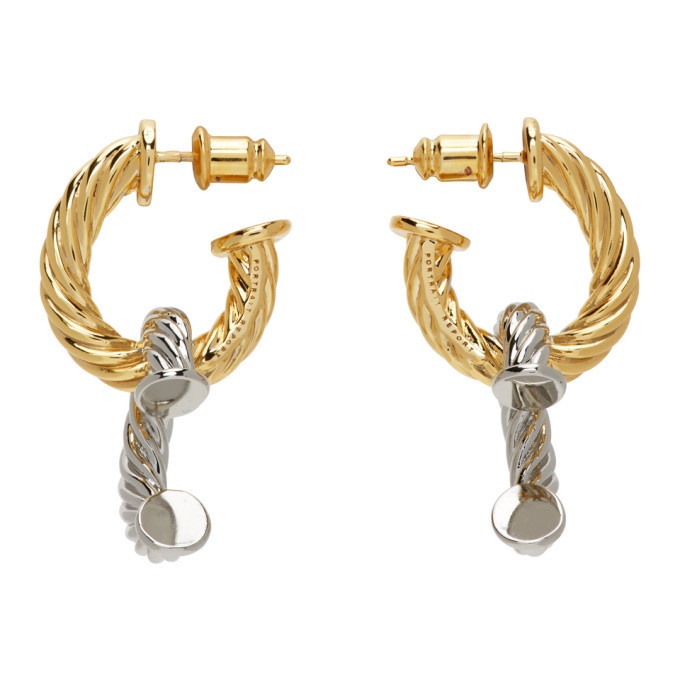 Photo: Portrait Report Silver and Gold Twist Rope Chain Earrings