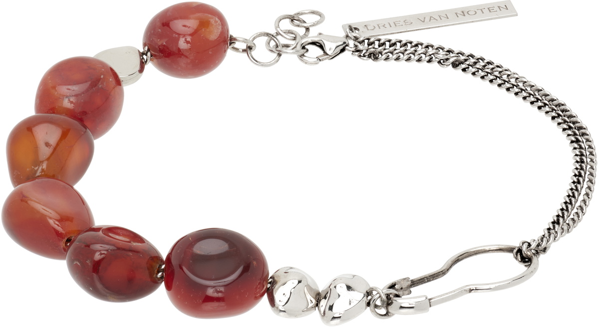 Dries Van Noten Gold & Brown Stone Chain Bracelet Dries Van Noten