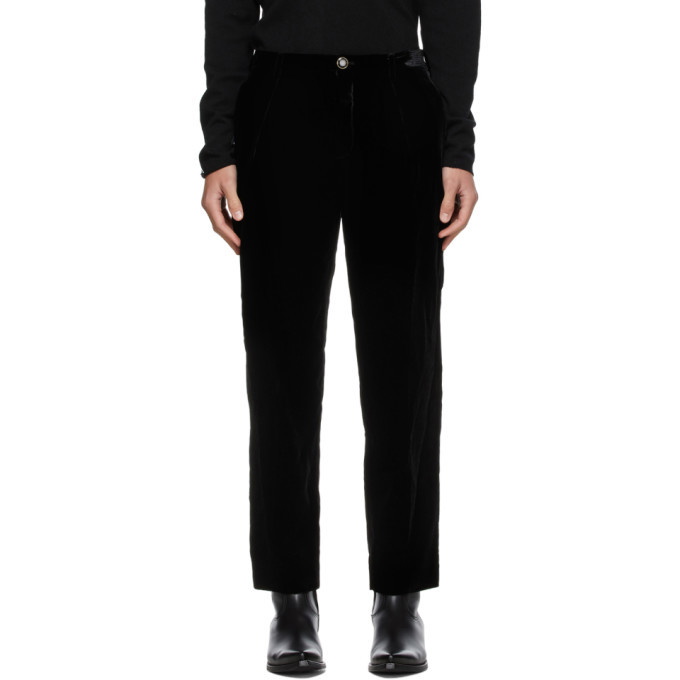 Photo: Saint Laurent Black Velvet Pleated Trousers