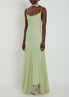 DE LA Vali Calima Asymmetric Lace Maxi Dress Light Green
