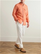Canali - Grandad-Collar Linen Shirt - Orange