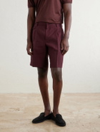 Dolce&Gabbana - Maiolica Corallo Straight-Leg Pleated Linen Shorts - Burgundy