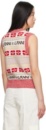 GANNI Red Jacquard Vest